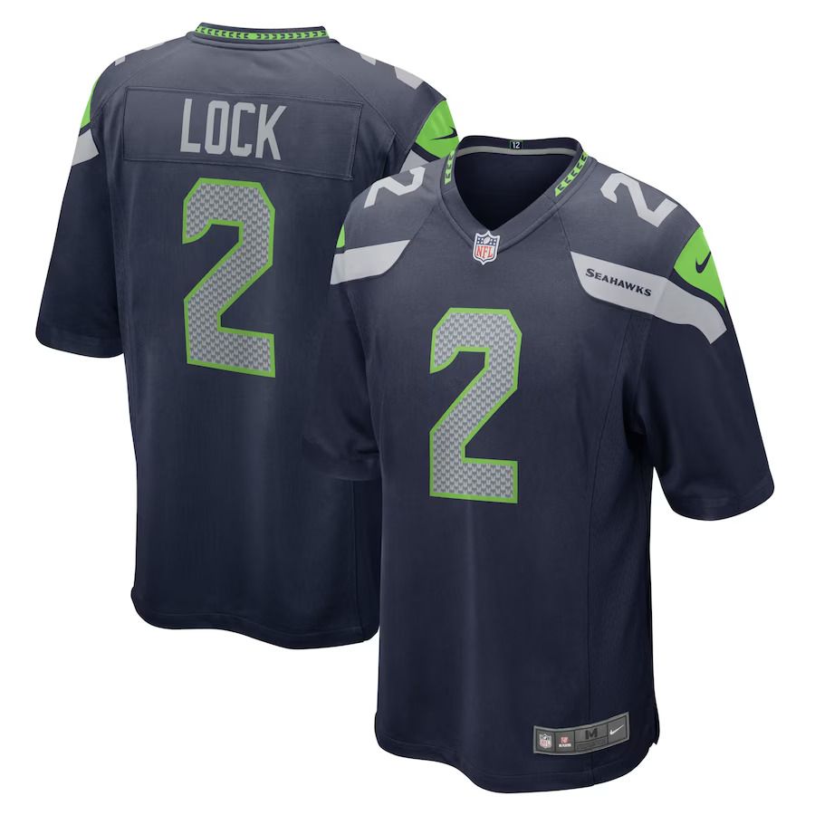 Men Seattle Seahawks #2 Drew Lock Nike College Navy Game NFL Jersey